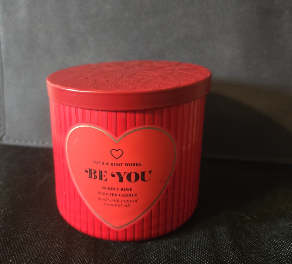 New Bath & Body Works 'Be You' Bubbly Rosé 3 Wick Candle - Red